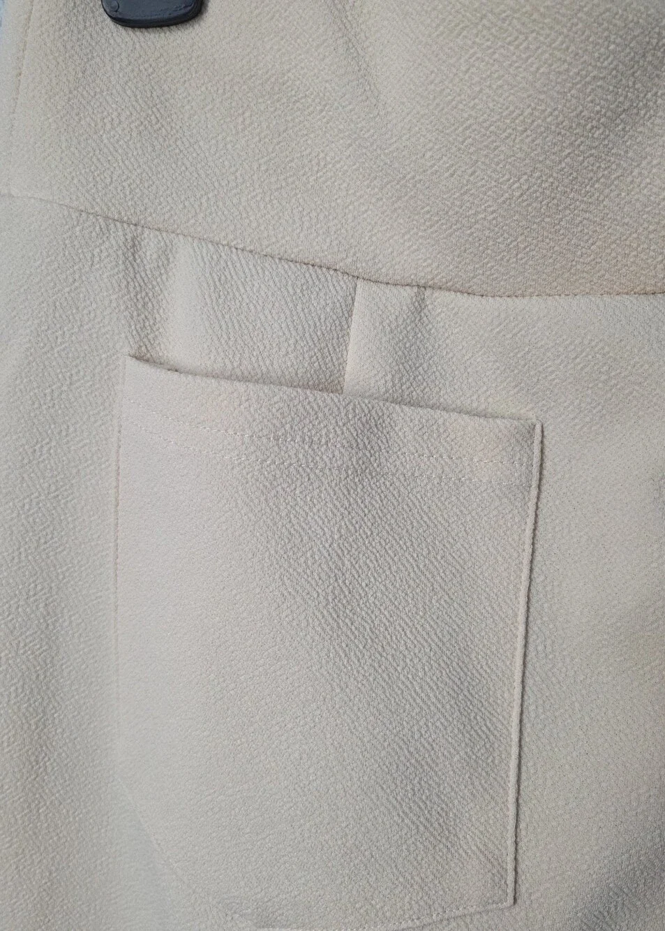 Cream Pull-On Flare Pants Textured Stretch Knit Wide Waistband Large